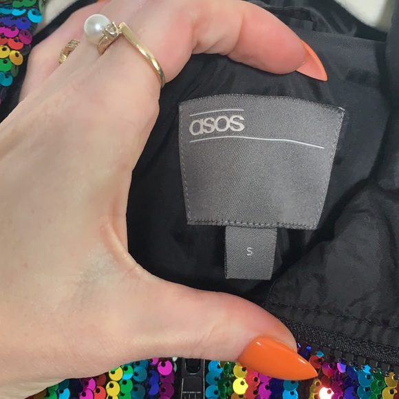 ASOS Rainbow Sequin Half Zip Jacket - Picture 6 of 8